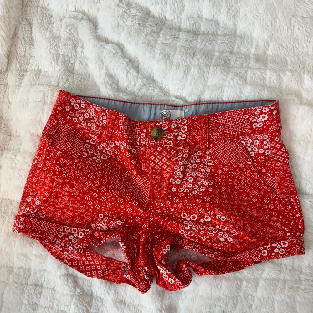 Floral red shorts